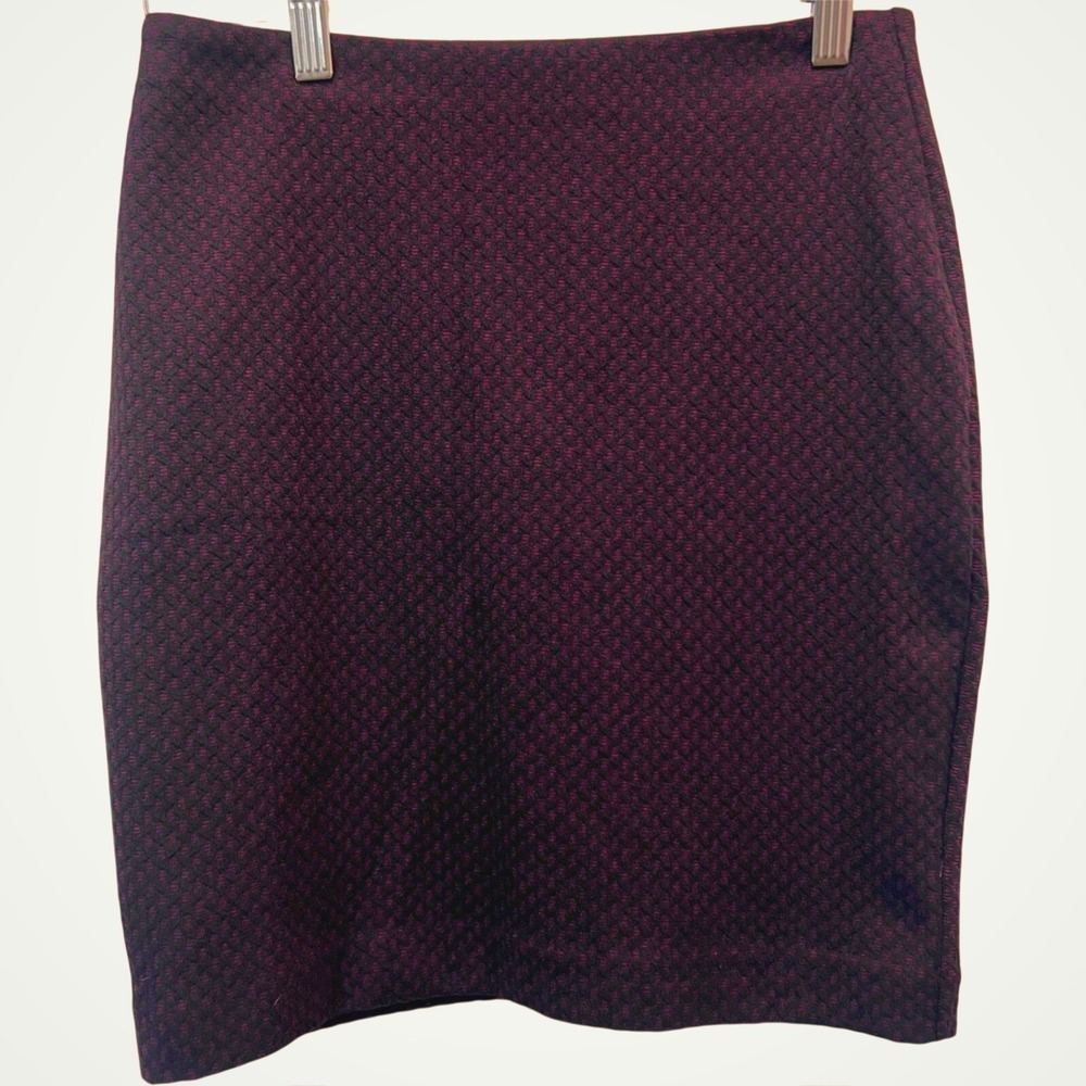 NWT Banana Republic Diamond Weave Textured Burgundy Black Pencil Mini Skirt S:OP